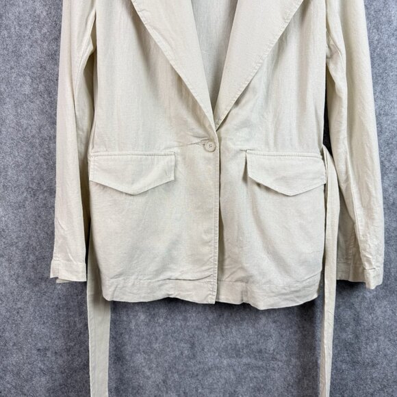 LOFT Outlet Women’s S Beige Linen‎ Blend Belted Jacket Lightweight Blazer - Picture 4 of 9